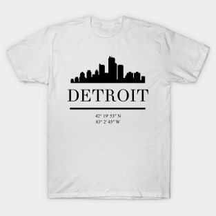 DETROIT MICHIGAN BLACK SILHOUETTE SKYLINE ART T-Shirt